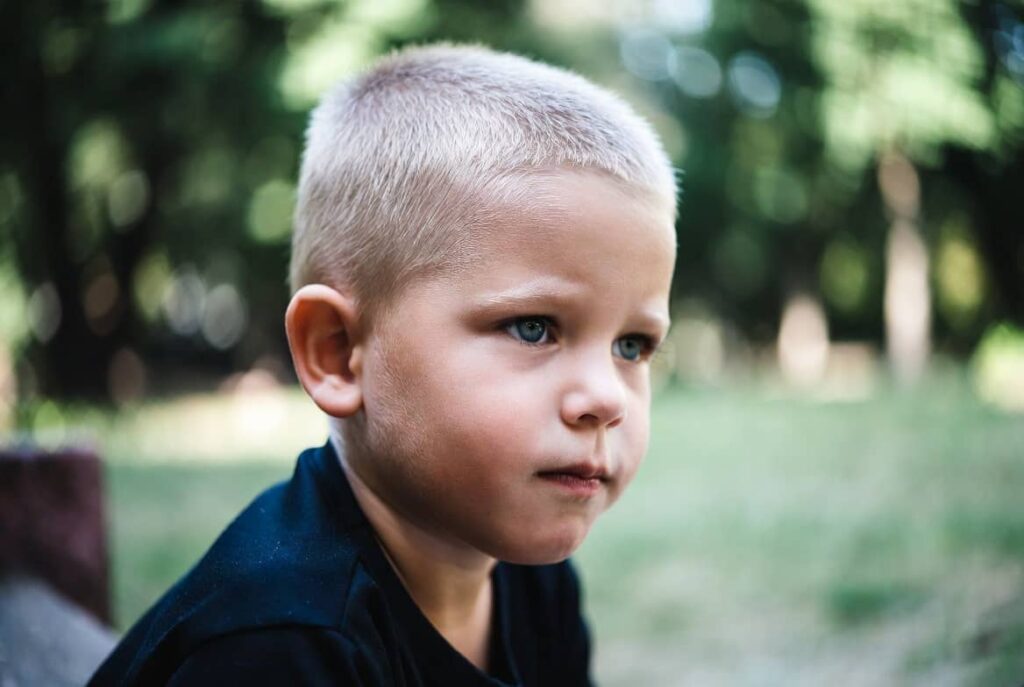 Young child looking thoughtful or contemplative
